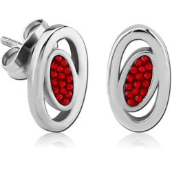 SURGICAL STEEL GRADE 316L CRYSTALINE JEWELED EAR STUDS PAIR