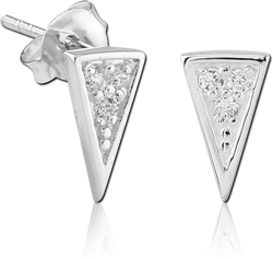 SURGICAL STEEL GRADE 316L JEWELED EAR STUDS PAIR - TRIANGLE