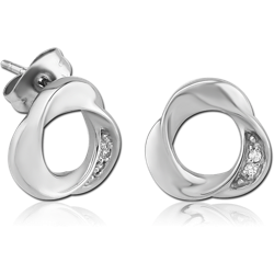 SURGICAL STEEL GRADE 316L JEWELED EAR STUDS PAIR