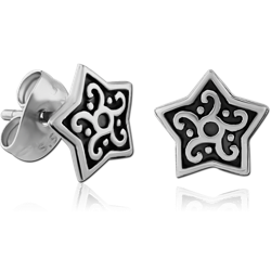 SURGICAL STEEL GRADE 316L EAR STUDS PAIR-STAR