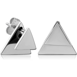 SURGICAL STEEL GRADE 316L BACK EARRINGS WITH STUD PAIR - TRIANGLE