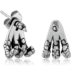 SURGICAL STEEL GRADE 316L BACK EARRINGS WITH STUD PAIR - CLAW