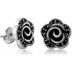 SURGICAL STEEL GRADE 316L JEWELED EAR STUDS - FLOWER