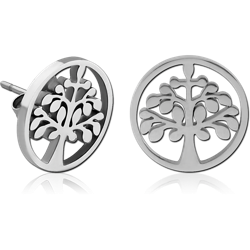 SURGICAL STEEL GRADE 316L EAR STUDS PAIR - TREE