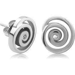 SURGICAL STEEL GRADE 316L JEWELED EAR STUDS PAIR - SPIRAL