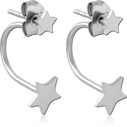 SURGICAL STEEL GRADE 316L BACK EARRINGS - BIG AND SMALL STAR