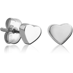 SURGICAL STEEL GRADE 316L EAR STUDS PAIR - HEART