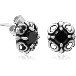 SURGICAL STEEL GRADE 316L JEWELED EAR STUDS