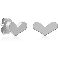 SURGICAL STEEL GRADE 316L EAR STUDS -  HEART