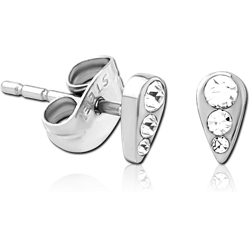 SURGICAL STEEL GRADE 316L JEWELED EAR STUD PAIR