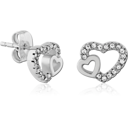 SURGICAL STEEL GRADE 316L JEWELED EAR STUDS PAIR