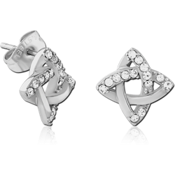 SURGICAL STEEL GRADE 316L JEWELED EAR STUDS PAIR