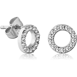 SURGICAL STEEL GRADE 316L JEWELED EAR STUDS PAIR