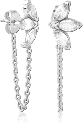 SURGICAL STEEL GRADE 316L JEWELED EAR STUDS PAIR