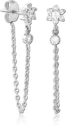 SURGICAL STEEL GRADE 316L JEWELED EAR STUDS PAIR