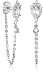 SURGICAL STEEL GRADE 316L JEWELED EAR STUDS PAIR