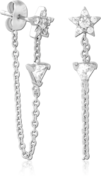 SURGICAL STEEL GRADE 316L JEWELED EAR STUDS PAIR