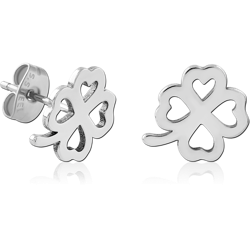 SURGICAL STEEL GRADE 316L EAR STUDS - SHAMROCK