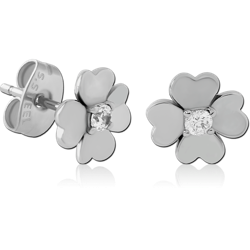 SURGICAL STEEL GRADE 316L EAR STUDS PAIR - FLOWER