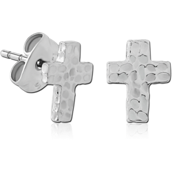 SURGICAL STEEL GRADE 316L EAR STUDS PAIR - CROSS