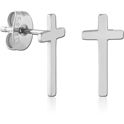 SURGICAL STEEL GRADE 316L EAR STUDS PAIR - CROSS