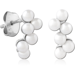 SURGICAL STEEL GRADE 316L EAR STUDS PAIR WITH SYNTATIC PEARL