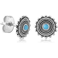 SURGICAL STEEL GRADE 316L JEWELED EAR STUDS PAIR