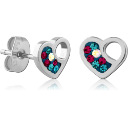 SURGICAL STEEL GRADE 316L CRYSTALINE JEWELED EAR STUDS PAIR