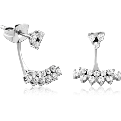 SURGICAL STEEL GRADE 316L JEWELED BACK EARRINGS WITH STUD PAIR