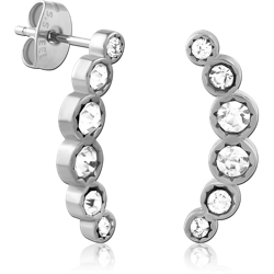 SURGICAL STEEL GRADE 316L JEWELED EAR STUDS PAIR