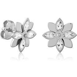 SURGICAL STEEL GRADE 316L JEWELED EAR STUDS PAIR