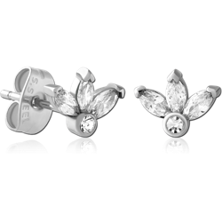 SURGICAL STEEL GRADE 316L JEWELED EAR STUDS PAIR