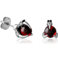 SURGICAL STEEL GRADE 316L JEWELED EAR STUDS PAIR