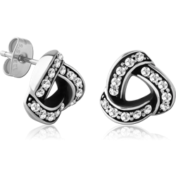 SURGICAL STEEL GRADE 316L CRYSTALINE JEWELED EAR STUDS PAIR