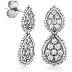 SURGICAL STEEL GRADE 316L JEWELED EAR STUDS PAIR