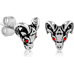 SURGICAL STEEL GRADE 316L  JEWELED EAR STUDS PAIR