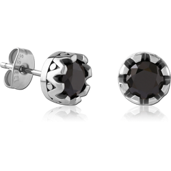 SURGICAL STEEL GRADE 316L JEWELED EAR STUDS PAIR