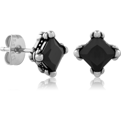 SURGICAL STEEL GRADE 316L JEWELED EAR STUDS PAIR