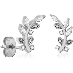 SURGICAL STEEL GRADE 316L JEWELED EAR STUDS PAIR