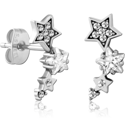 SURGICAL STEEL GRADE 316L JEWELED EAR STUDS PAIR