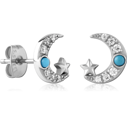 SURGICAL STEEL GRADE 316L JEWELED EAR STUDS PAIR