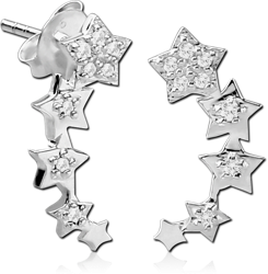 SURGICAL STEEL GRADE 316L JEWELED EAR STUDS PAIR
