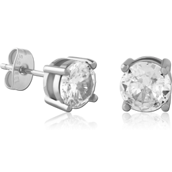 SURGICAL STEEL GRADE 316L JEWELED EAR STUDS PAIR