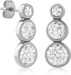 SURGICAL STEEL GRADE 316L CRYSTALINE JEWELED EAR STUDS PAIR