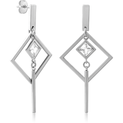 SURGICAL STEEL GRADE 316L JEWELED EAR STUDS PAIR