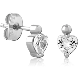SURGICAL STEEL GRADE 316L JEWELED EAR STUDS PAIR
