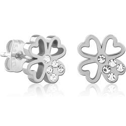 SURGICAL STEEL GRADE 316L JEWELED EAR STUDS PAIR