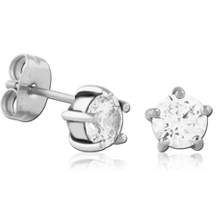 SURGICAL STEEL GRADE 316L JEWELED EAR STUDS PAIR