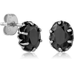 SURGICAL STEEL GRADE 316L JEWELED EAR STUDS PAIR