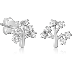 SURGICAL STEEL GRADE 316L JEWELED EAR STUDS PAIR